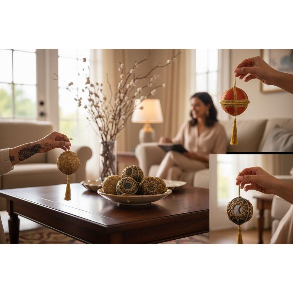 10 Metallic Gold/Green Christmas Holiday Tree Ornaments Balls